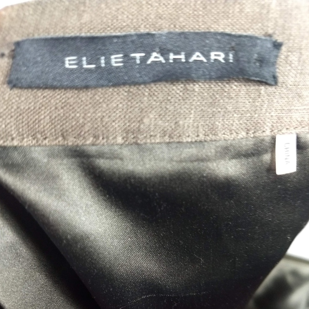 Elie Tahari Size 2 Brown Linen Skirt - Picture 3 of 7